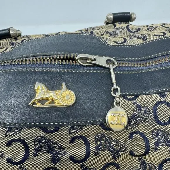 Celine Vintage Triomphe Blue Horse Macadam Boston Bag - Picture 6 of 11